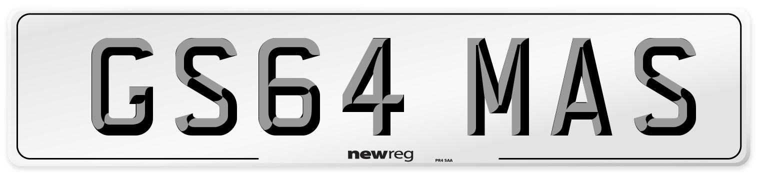 GS64 MAS Number Plate from New Reg